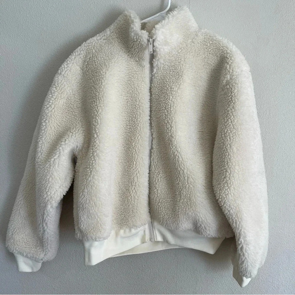 Aritzia Womens Large The Group Babaton Antic White Cream Sherpa Zip Jacket s - Picture 2 of 10